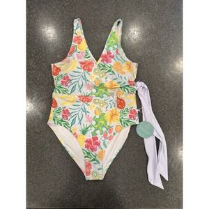 NEW Caden Lane Floral Fruit Women One Piece Swimsuit XL